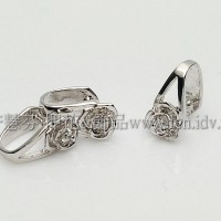 玫瑰花鑽墜飾夾頭正白-12*6mm-1個