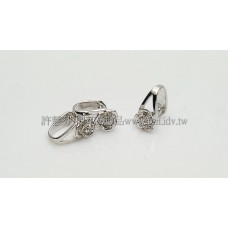 玫瑰花鑽墜飾夾頭正白-12*6mm-1個