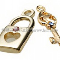 鑲鑽心形鎖匙組-9.8x18.8mm-1對