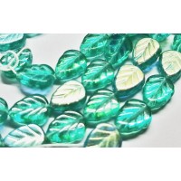 8X10mm捷克玫瑰葉形珠-閃亮水鴨藍綠-10個