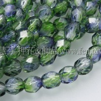 捷克棗形珠4mm藍-綠雙色混和-50個