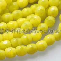 捷克棗形珠4mm黃帶淡綠色-50個