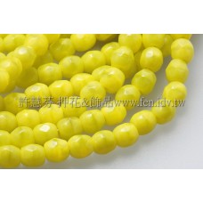 捷克棗形珠4mm黃帶淡綠色-50個