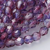 捷克棗形珠4mm粉紅-紫雙色混和-50個