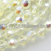 捷克棗形珠4mm不透明亮彩黃水仙色AB-50個