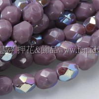 捷克棗形珠4mm不透明亮彩紫色AB-50個