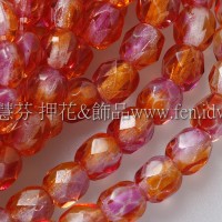 捷克棗形珠4mm菊-桃紅雙色混和-50個