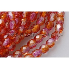 捷克棗形珠4mm菊-桃紅雙色混和-50個