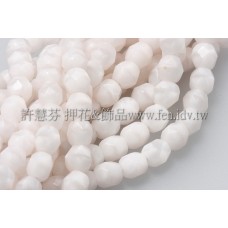 捷克棗形珠4mm不透明白粉紅色-50個
