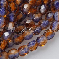 捷克棗形珠4mm紫葡萄-黃玉雙色混和-50個