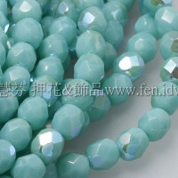 捷克棗形珠4mm不透明亮彩綠松玉色-50個