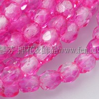 捷克棗形珠4mm豔粉紅色-50個