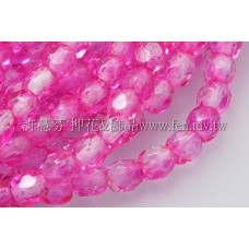 捷克棗形珠4mm豔粉紅色-50個
