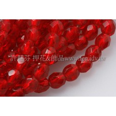 捷克棗形珠4mm櫻桃紅色內灌銀線-50個