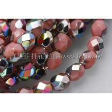 捷克棗形珠4mm不透明亮彩膚紅色AB-50個