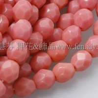 捷克棗形珠4mm不透明珊瑚紅色-50個