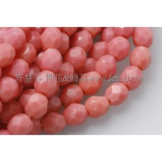 捷克棗形珠4mm不透明珊瑚紅色-50個