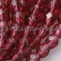 捷克棗形珠4mm透明櫻桃紅色-50個