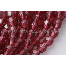 捷克棗形珠4mm透明櫻桃紅色-50個