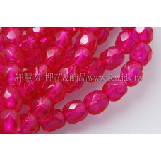 捷克棗形珠4mm熱情粉紅色-50個