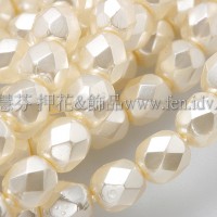 捷克棗形珠4mm珍珠奶油色-50個