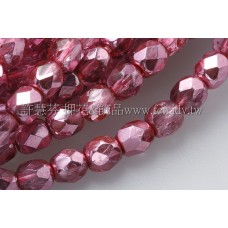 捷克棗形珠4mm螢光淺桃紅色-50個