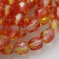 捷克棗形珠4mm菊-檸檬黃雙色混和-50個