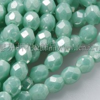 捷克棗形珠3mm-閃亮亮彩綠松玉色-50個