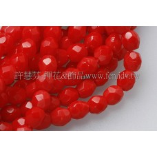捷克棗形珠3mm不透明紅色-50個