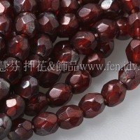 捷克棗形珠3mm不透明櫻桃酒紅色-50個