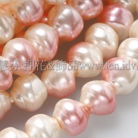 6*7mm捷克水晶珍珠-螺旋圓_雪白-水蜜桃混合色