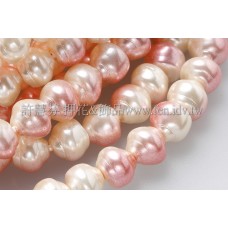 6*7mm捷克水晶珍珠-螺旋圓_雪白-水蜜桃混合色