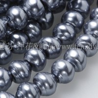 6*7mm捷克水晶珍珠-螺旋圓_鐵灰藍色