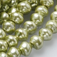 6*7mm捷克水晶珍珠-螺旋圓_橄欖綠色