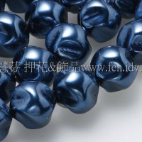 10mm捷克水晶珍珠-扭轉圓_皇家藍-色