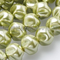 10mm捷克水晶珍珠-扭轉圓_橄欖綠色