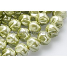 10mm捷克水晶珍珠-扭轉圓_橄欖綠色