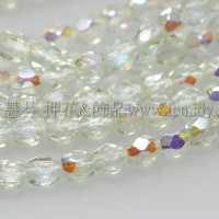 捷克棗形珠3mm閃亮淡翠橄欖綠-50個