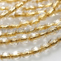 捷克棗形珠3mm晶亮金線珠-50個