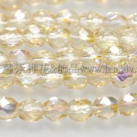 捷克棗形珠3mm閃亮淡黃玉色-50個