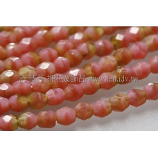 捷克棗形珠3mm珊瑚粉紅+橄欖綠-50個