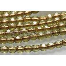 捷克棗形珠3mm銅線橄欖綠-50個