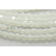 捷克棗形珠3mm柔白黃水仙色-50個