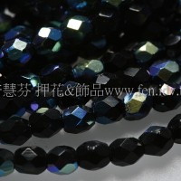 捷克棗形珠3mm閃亮黑玉色-50個