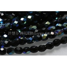 捷克棗形珠3mm閃亮黑玉色-50個