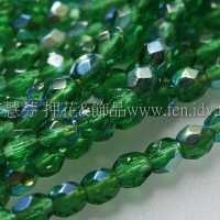 捷克棗形珠3mm閃亮孔雀石綠色-50個