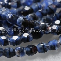 捷克棗形珠3mm藍白黑旋渦-50個