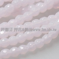 捷克棗形珠3mm柔白粉紅-50個