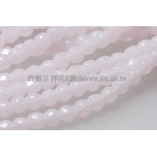 捷克棗形珠3mm柔白粉紅-50個