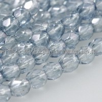 捷克棗形珠4mm灰丁寧藍-50個